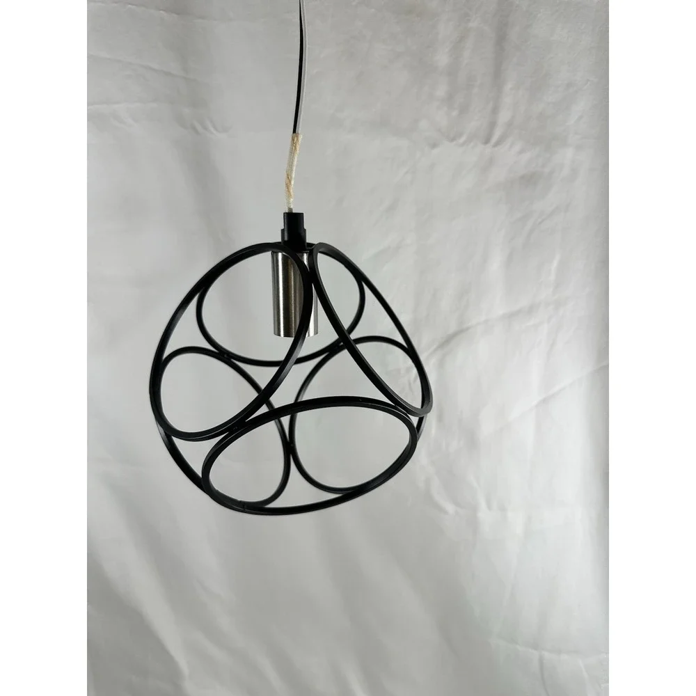 New Artcraft Sorrento Collection 1 Light Pendant, Mini Matte Black Satin Nickel - Picture 3 of 5